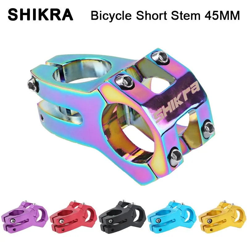 Mesinha Curta Camaleão SHIKRA MTB Bicicleta Bike Peça Haste 45mm 0° Avanço Mesa Preta 31.8mm XC AM