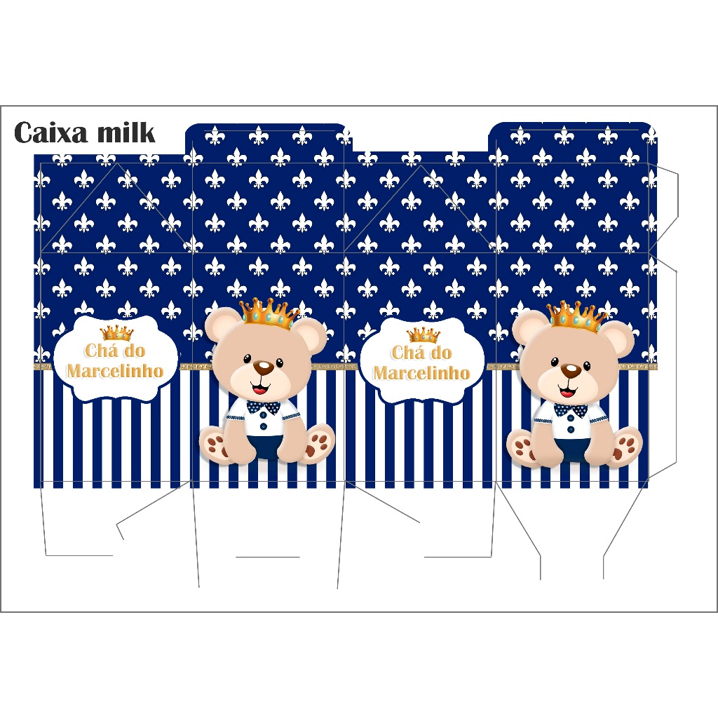 Kit Pegue Monte Personalizados Ursinho Príncipe 20 a 60 Caixinhas Lembrancinhas de Aniversário