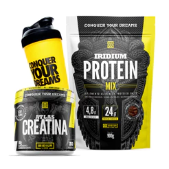 Kit Whey Protein mix + Creatina 90g + Coqueteleira 600ml - Iridium Labs
