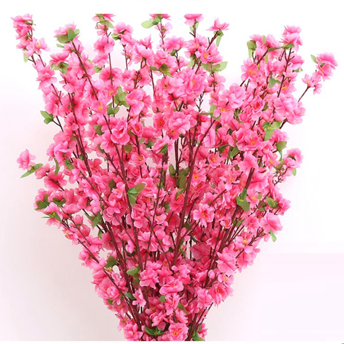 Kit 10 Buquê De Flores De Cerejeira Artificial , Flor De Pêssego rosa , Estilo oriental Para Decoração De Casamento 63CM