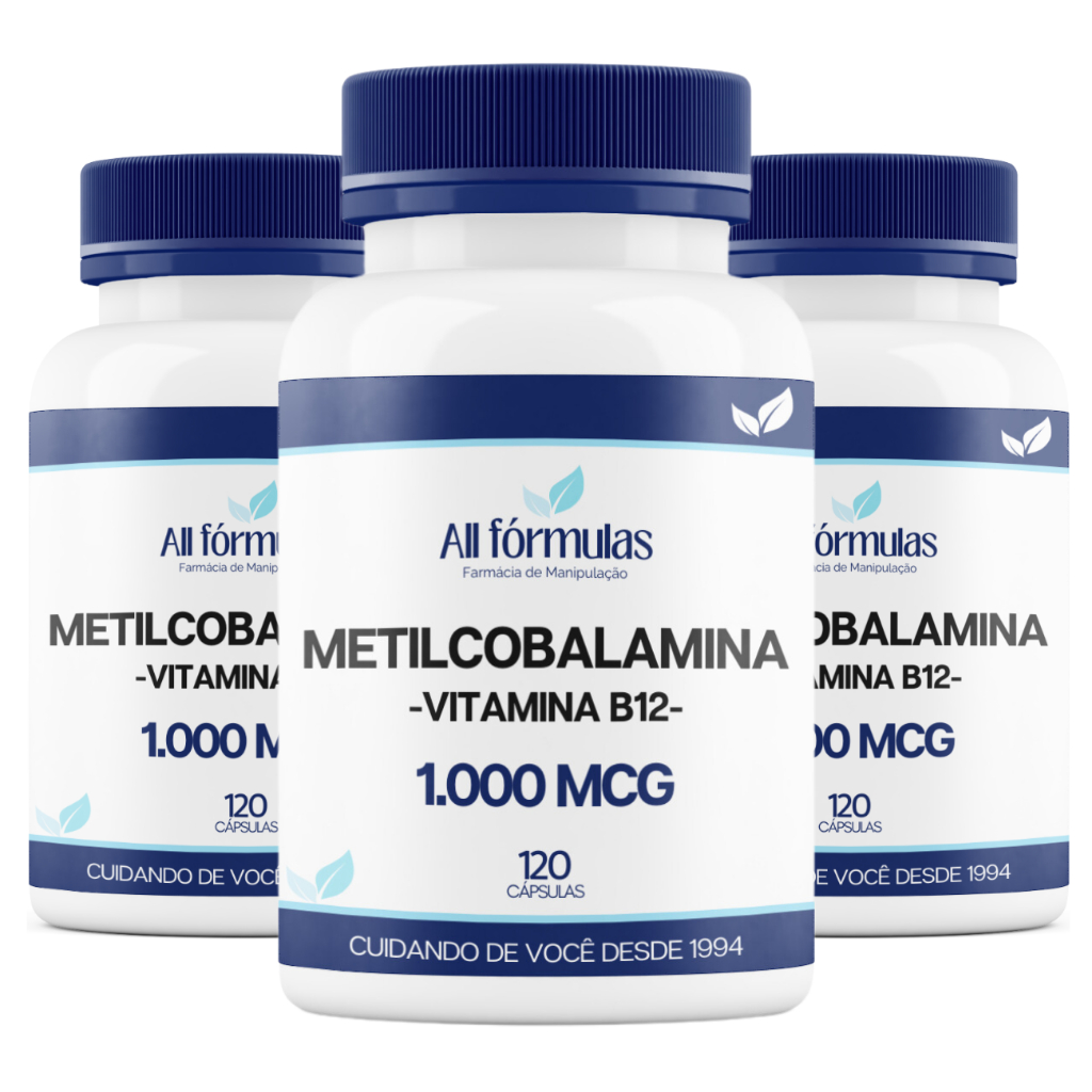 Vitamina B12 Metilcobalamina 1.000 Mcg - 120 Cápsulas - Kit 3 Frascos