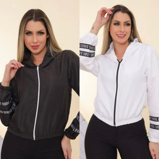 Kit 2 Corta Vento Feminina Jaqueta Com Zíper e Capuz Promoção Top Melhor Preço em Oferta na Shopee