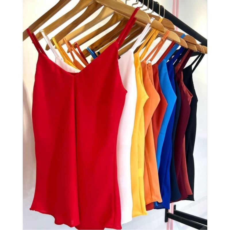 REGATA BASICA EM CREPINHO BLUSA ALCINHA BLUSA ALÇA REGULÁVEL REGATINHA BÁSICA
