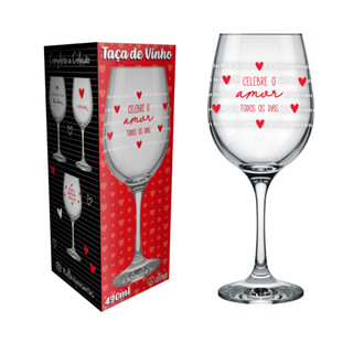 Taça de Vidro de Vinho 490 Ml Drinks Romântico Namorados - Celebre O Amor Na Luva em Oferta na Shopee