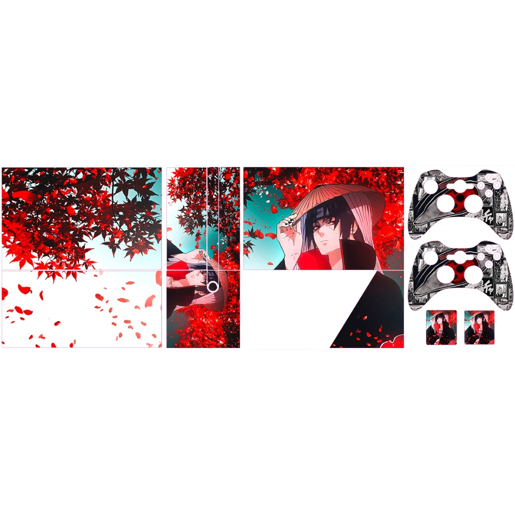 Skin Adesiva Xbox 360 Super Slim - Naruto Akatsuki (folhas vermelhas)