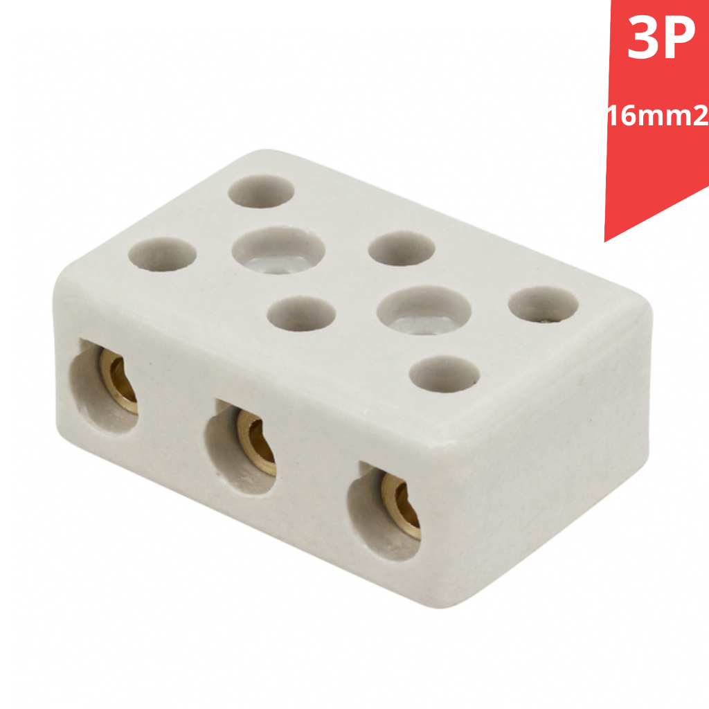 Conector Porcelana 3 Polos 16mm Interneed