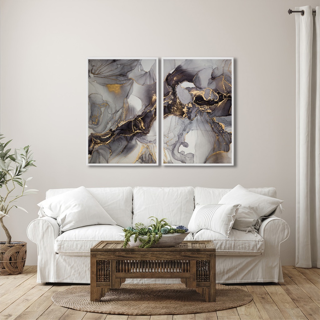 Quadro Decorativo Paisagem Abstrata 2 Telas  Moldura Com ou Sem Vidro Sala Quarto Escritorio em Oferta na Shopee