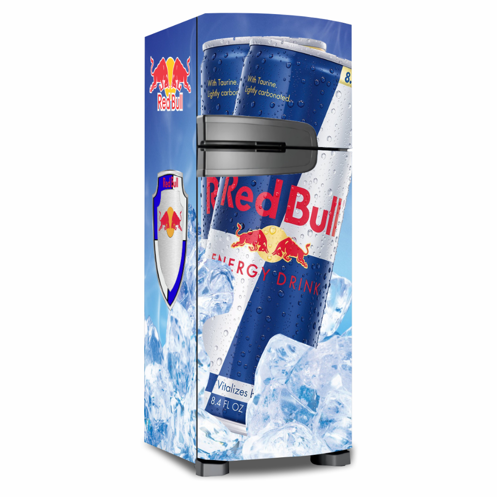 Adesivo para Geladeira RedBull Energético Envelopamento Vinil Qualidade Premium