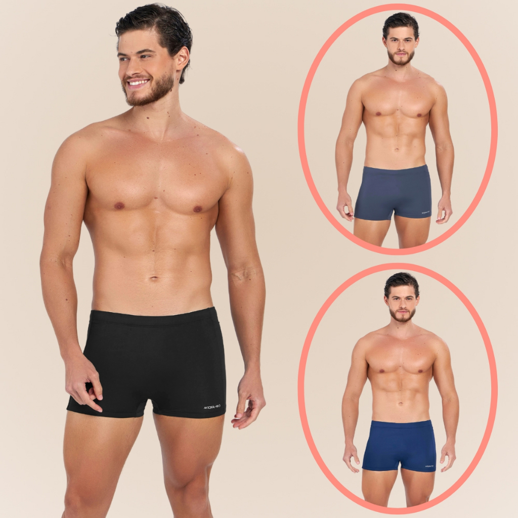 Sunga Boxer Masculina Lisa Adulto Forrada com Bolso Lateral e Cordão de Regulagem Moda Praia FPS 50 - Sports & Outdoors