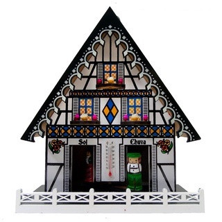 Casinha Alemã Meteorologica Sol E Chuva Decoração Em MDF Tijolo Branco em Oferta na Shopee