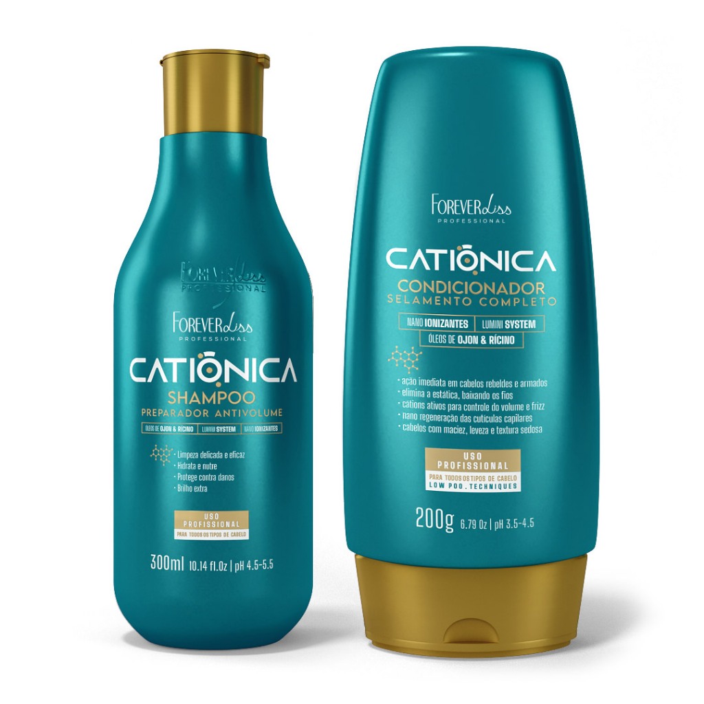 Kit Shampoo e Condicionador Catiônica Forever Liss em Oferta na Shopee