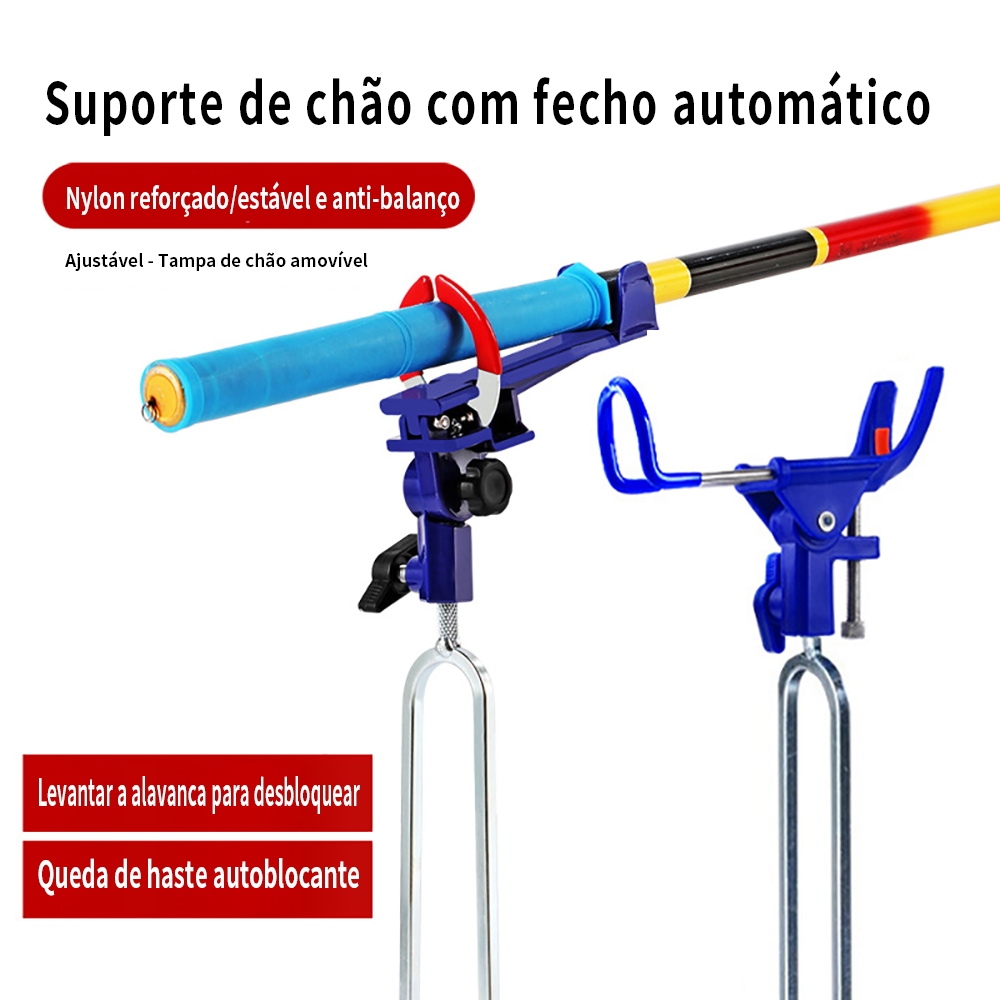 Suporte de vara de pesca com travamento automático em metal ousado, ajustável，58CM