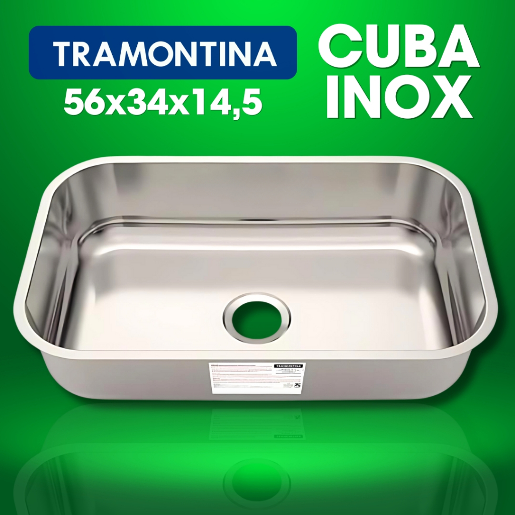 Cuba Aço Inox Cozinha Tramontina Standard 56x34x14,5 em Oferta na Shopee