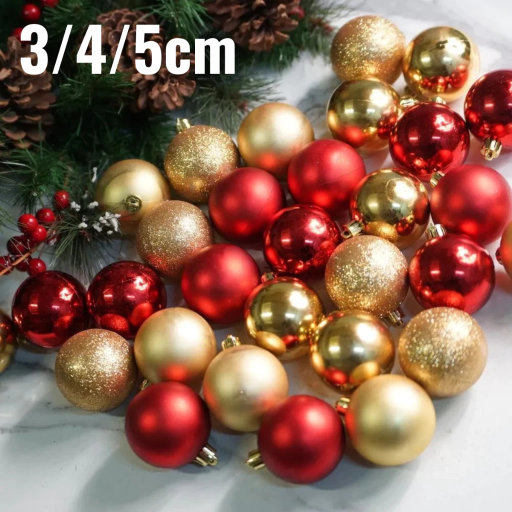 Kit Bolinhas de Árvore de Natal 3cm /4cm/5cm/6cm/7cm/8cm Mista Lisa Fosca Glitter Decoração Natalina — imagem 1