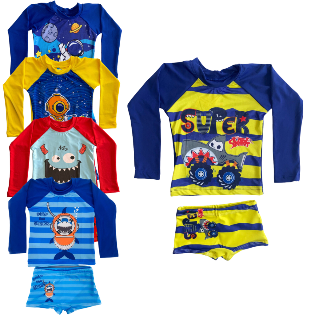 Conjunto Infantil UV Menino Verao Roupa de Praia Proteção Solar em Oferta na Shopee