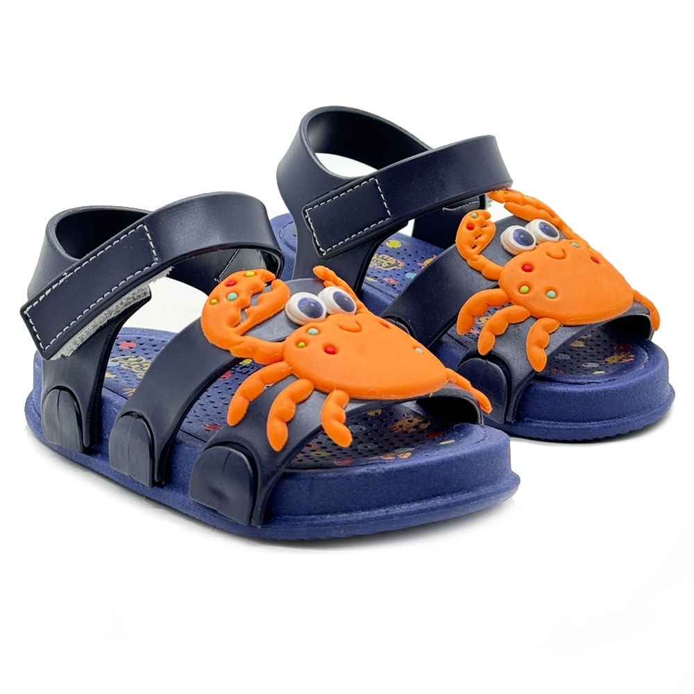 Papete Sandália Infantil Menino Plugt Play Siri Fundo do Mar Confortável Antiderrapante Resistente