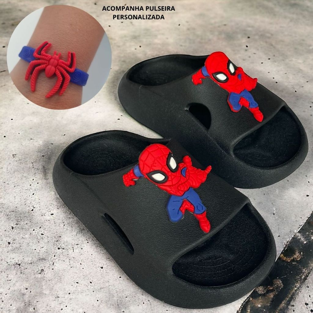 Conjunto Promocional Chinelo Infantil Menino Verão + Acessório Conjunto Personalizado Aranha