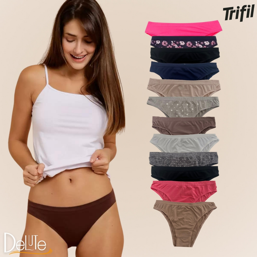 Kit Com 12 Calcinhas Basicas Tanga Trifil Em Microfibra Sem Costura