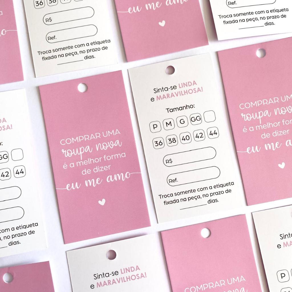 Tag Etiqueta Rosa Para roupa a pronta entrega 5x9cm em Oferta na Shopee