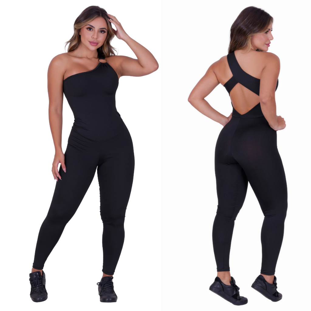 Kit 2 Macacão Longo Feminino Detalhe Argola Fitness Roupa de Academia em Oferta na Shopee