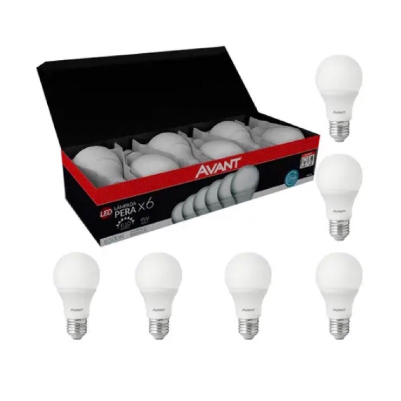 Kit com 6 lampadas de led avant 6500k 9w bi-volt
