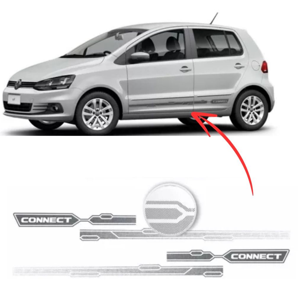 Adesivo Faixa Lateral  Fox Connect 2018 até 2020 – Prata em Oferta na Shopee