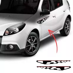 Adesivo Faixa Lateral Sandero GT-LINE cor Preto com vermelho 2011 a 2014