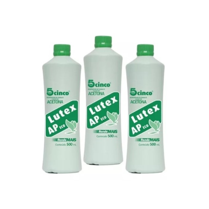 Kit c/ 3 Acetona Lutex ap cinco 500 ml removedor de esmalte