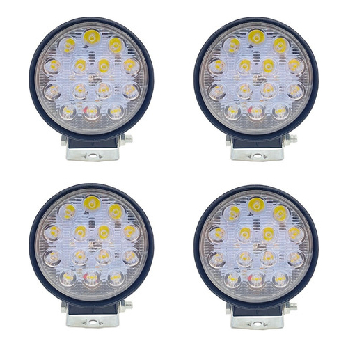 Kit 4 Farol De Milha Auxiliar Redondo 14 Leds 42w 12/24v