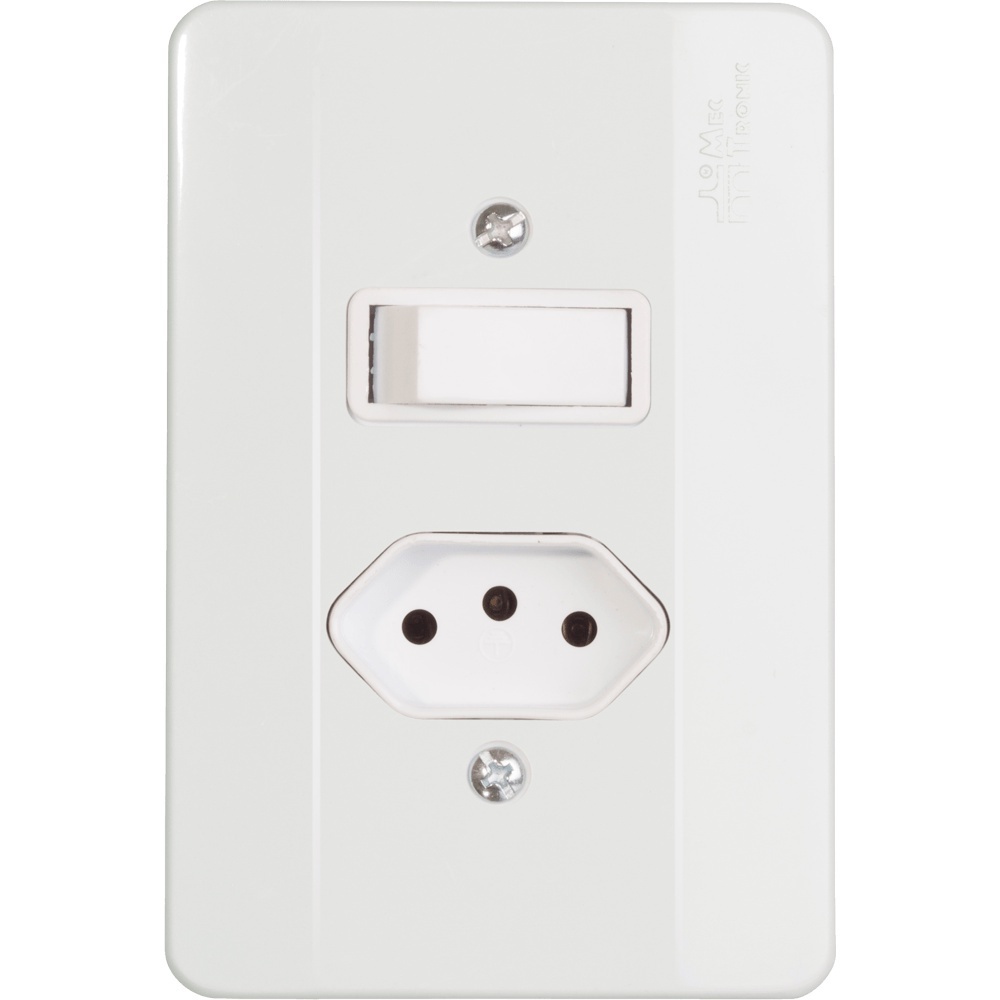 Interruptor Paralelo + Tomada Branco 12cm 1 unidade Mec-Tronic