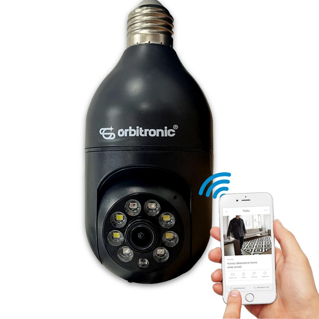 Camera Segurança Panoramica Lampada Wifi Espia C/rastreio Preta Orbitronic ads