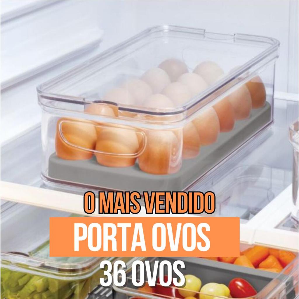 Organizador De Geladeira Porta Ovos Grande Com Tampa 36 un Utensílios De Cozinha Acrílico ...