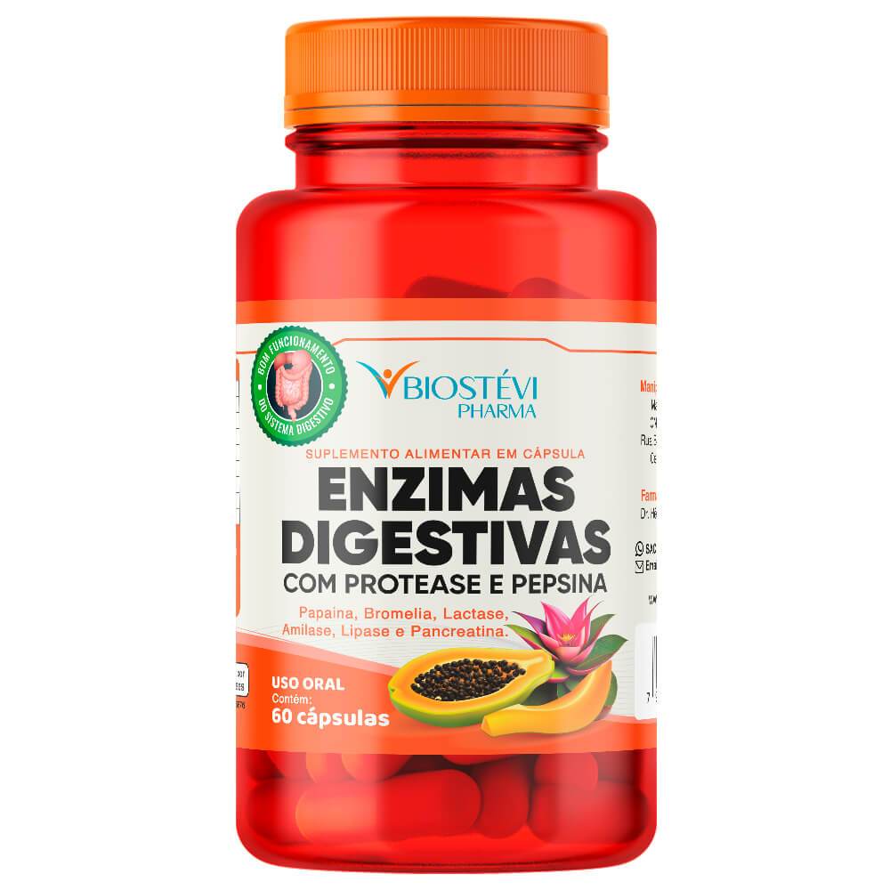 ENZIMAS DIGESTIVAS COM PROTEASE E PEPSINA - 60 CÁPSULAS