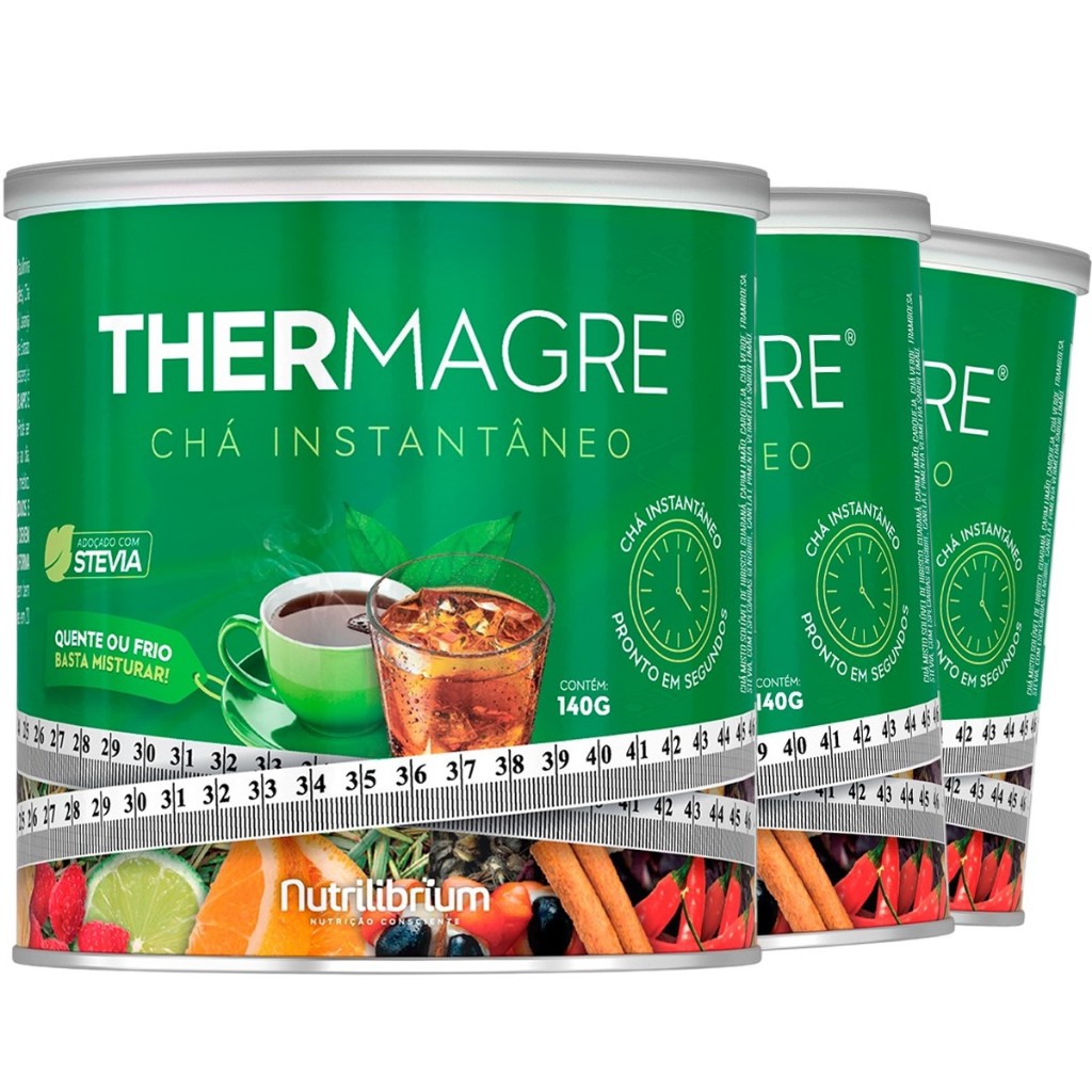 Kit 3x Thermagre Chá Instantâneo Solúvel 140g Nutrilibrium