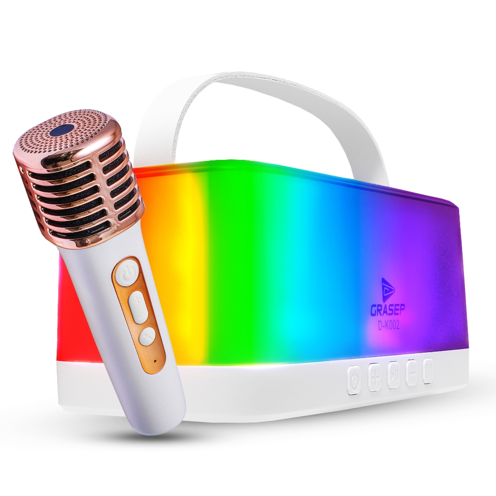 Caixa De Som Bluetooth Speaker Karaokê Fm Integrado RGB TWS Portátil P2 Com Microfone Pendrive Usb