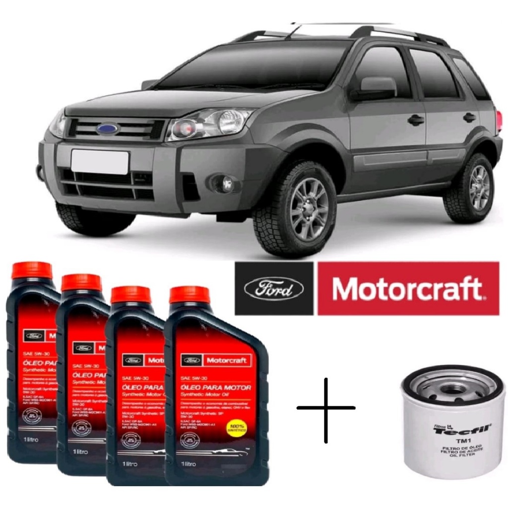 Kit Revisão 5w30 FORD Motorcraft +Filtro de Óleo  + Etiqueta Original Ford Ecosport 1.6 2003 a 2012 em Oferta na Shopee