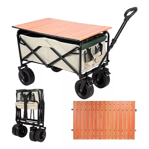 Carrinho Utilitário Dobrável Carga 150kg Mesa Removível Camping Praia