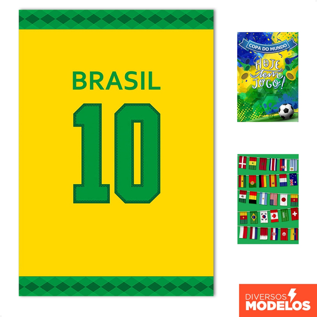 Painel Festa Retangular Futebol Copa do Mundo Vertical Sublimado Tecido 1,50x2,20 em Oferta na Shopee