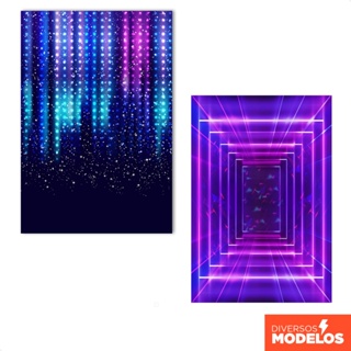 Painel Festa Balada Neon Retangular Vertical Lateral Sublimado Decoração Em Tecido 1,50x2,20m em Oferta na Shopee