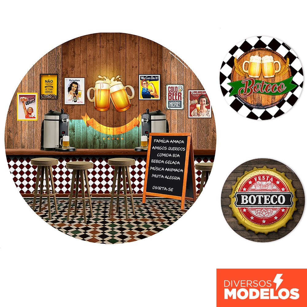 Painel Redondo Boteco em tecido 1,50m com Elástico para Festas em Oferta na Shopee