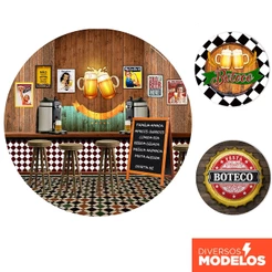Painel Redondo Boteco em tecido 1,50m com Elástico para Festas