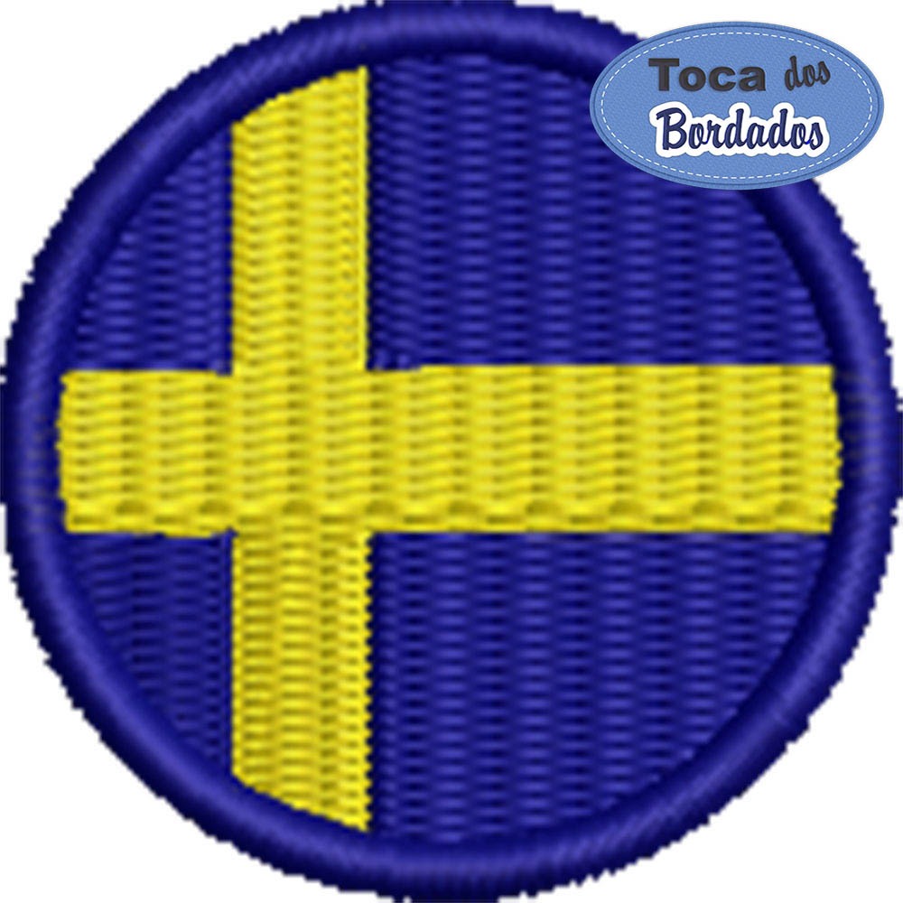 Patch Bordado Bandeira Suécia 4x4 Cód.BDR71