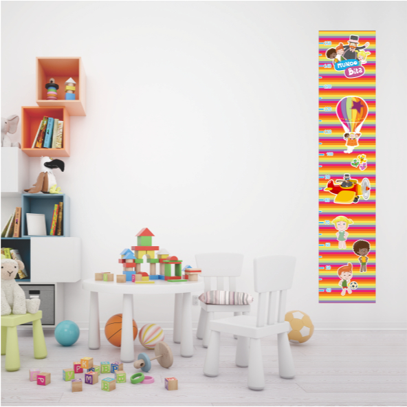 MUNDO BITA RG0.036, REGUA DE CRESCIMENTO - MUNDO BITA- adesivo, infantil, decoração para quarto, sala, escola