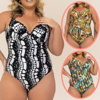 Maiô Banho de Mar com Bojo Modelo Zero Barriga Plus Size Estampado com Compressão na Medida Certa em Oferta na Shopee