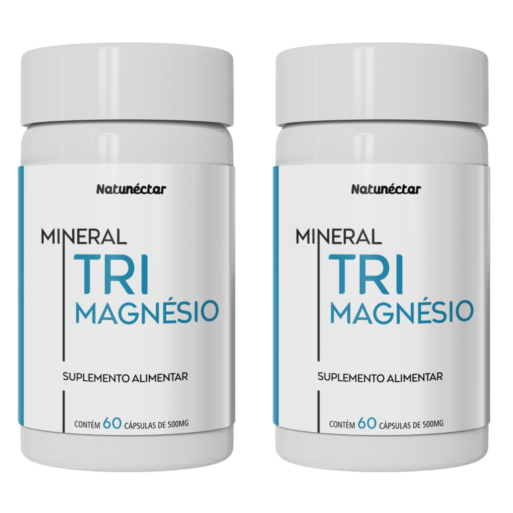Kit Combo TriMagnésio 120 cápsulas Malato de Magnesio, Magnésio Taurato e Bisglicinato de Magnesio