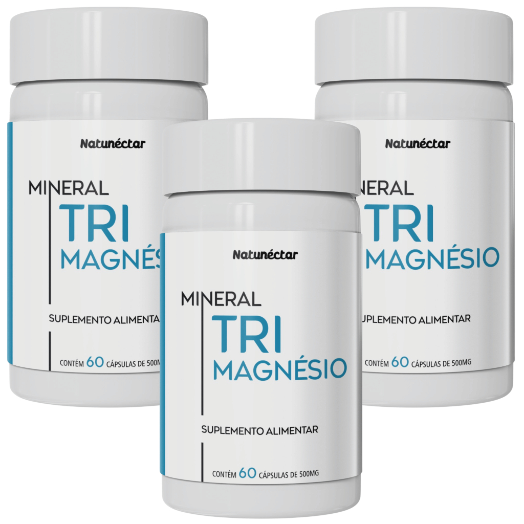 Kit Combo TriMagnésio 180 cápsulas Malato de Magnesio, Magnésio Taurato e Bisglicinato de Magnesio