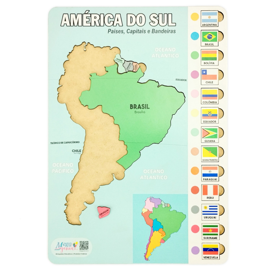 Quebra Cabeça Educativo America Do Sul Países Capitais Mdf em Oferta na Shopee