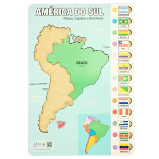 Quebra Cabeça Educativo America Do Sul Países Capitais Mdf em Oferta na Shopee