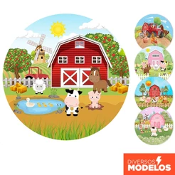 Painel Redondo Festa Fazendinha Em tecido 1,50m Sublimado Com Elástico - Diversos Modelos