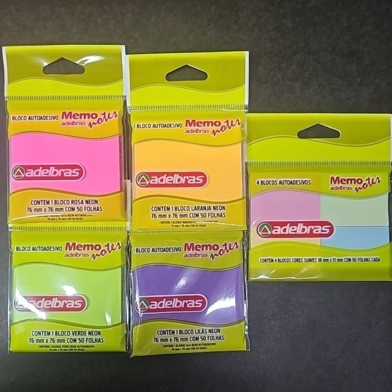 KIT 5 BLOCO ADESIVO PARA ANOTAÇÕES ADELBRAS
